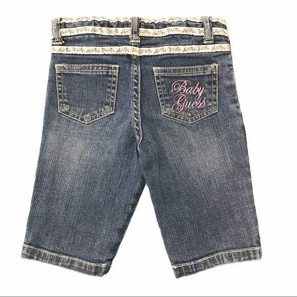 Baby Guess Pink Floral Ribbon & Embroidery Blue Jean Capris - 18M - Picture 6 of 11